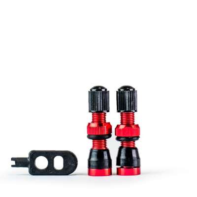 Trezado Schrader valves for tubeless, red, 2pcs.